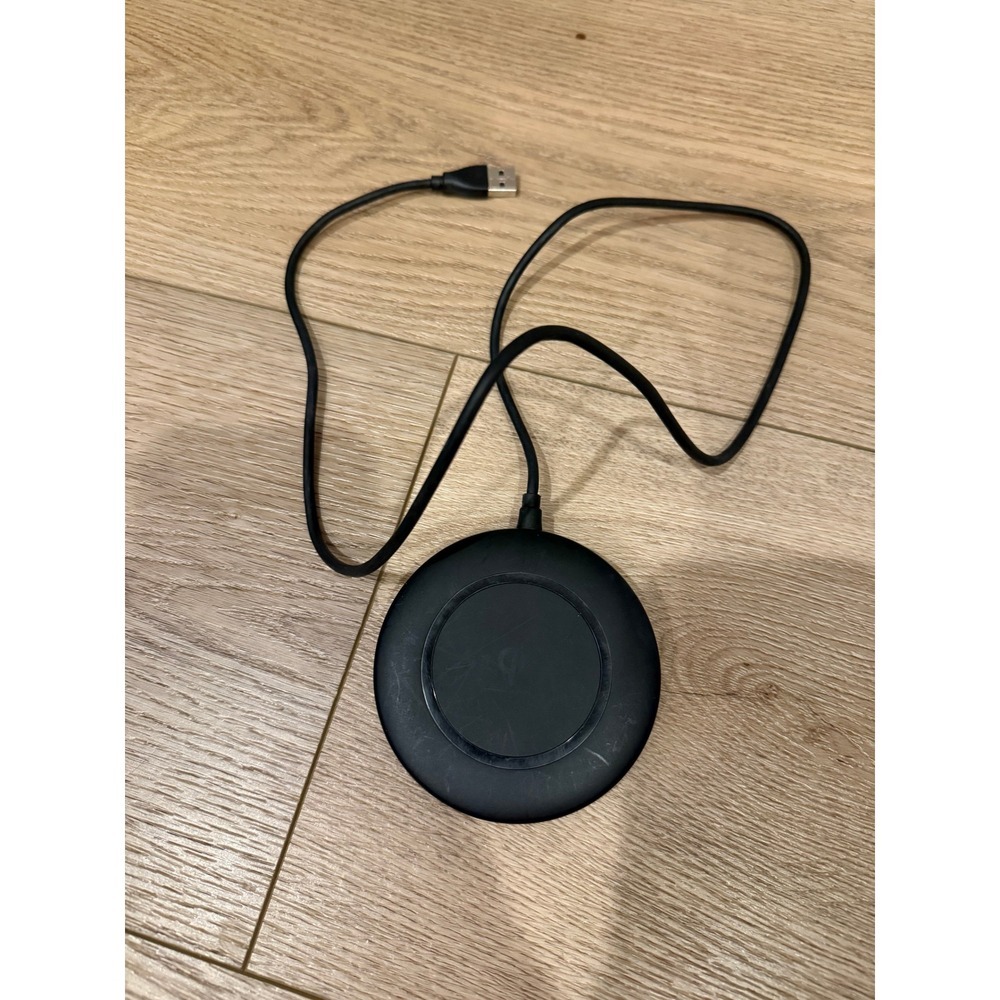 Black Wireless Charger Pad USB Cable‎ Round Charging Mat